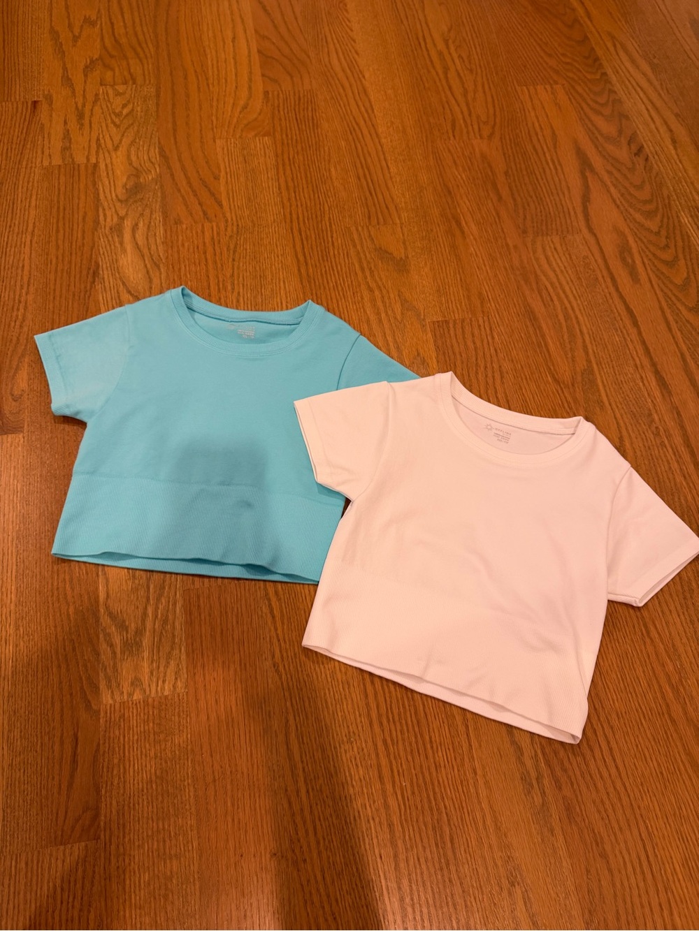 Aerie Offline Short Sleeve Athletic Crop Top- Light Blue/Turquoise or White